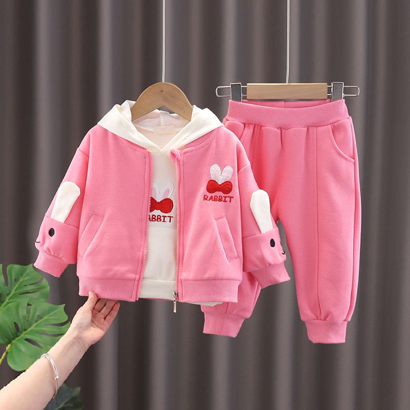 女童春裝2023新款洋氣兒童裝衣服春季嬰兒三件套春秋款女寶寶套裝