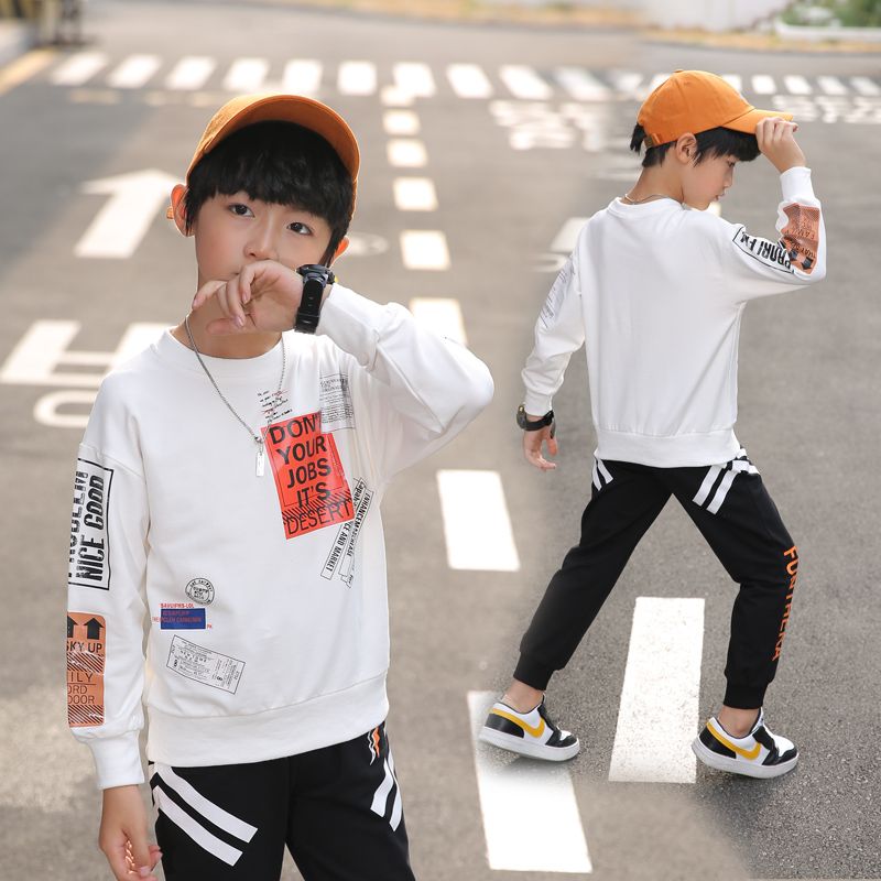 95 cotton boys sweatshirt spring and autumn  new children's long-sleeved T-shirt medium and large children's pure cotton spring sports top