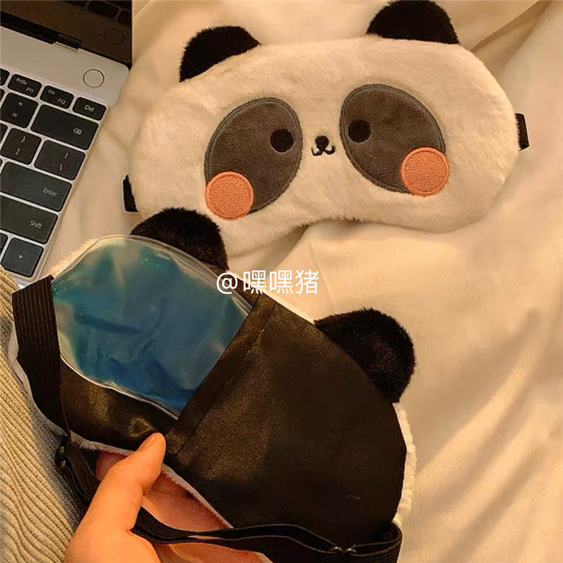 嘿嘿猪/可爱熊猫眼罩女遮光睡眠专用不勒午休缓解眼疲劳卡通毛绒