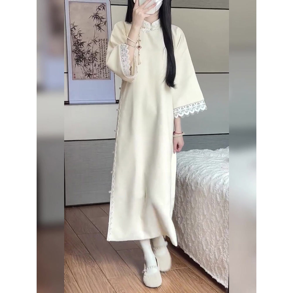 2023年新款國風春裝新中式民國小洋裝漢服旗袍富家小千金連衣裙子