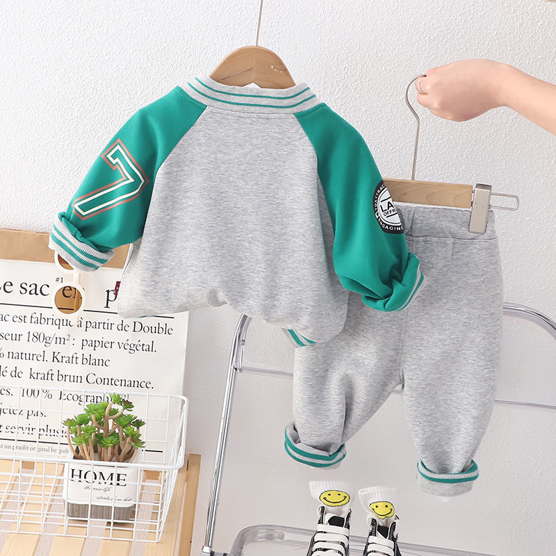Boys spring suit  new baby spring foreign style baseball suit three-piece set 1-3 years old 5 children spring and autumn tide