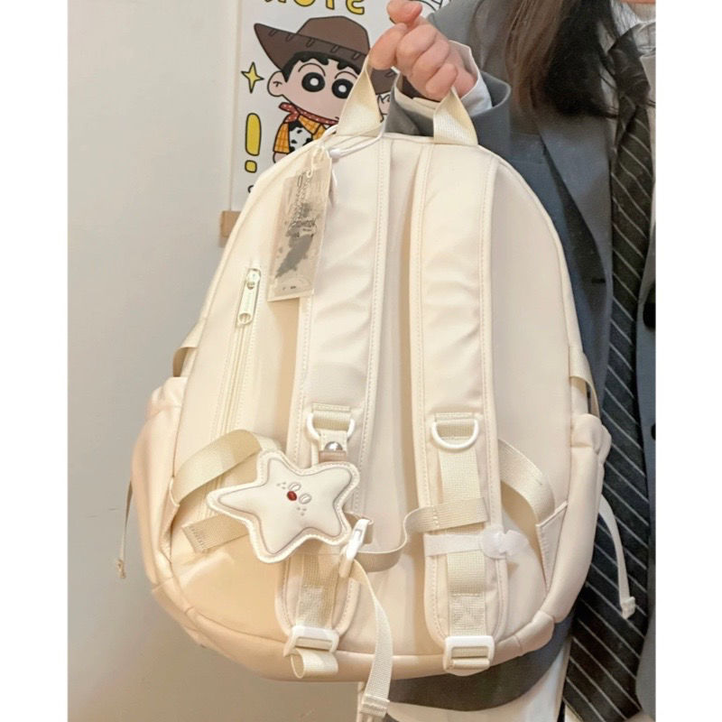 Campus planet rabbit homemade cute toffee rabbit student female backpack with star pendant lightweight school bag sweet style