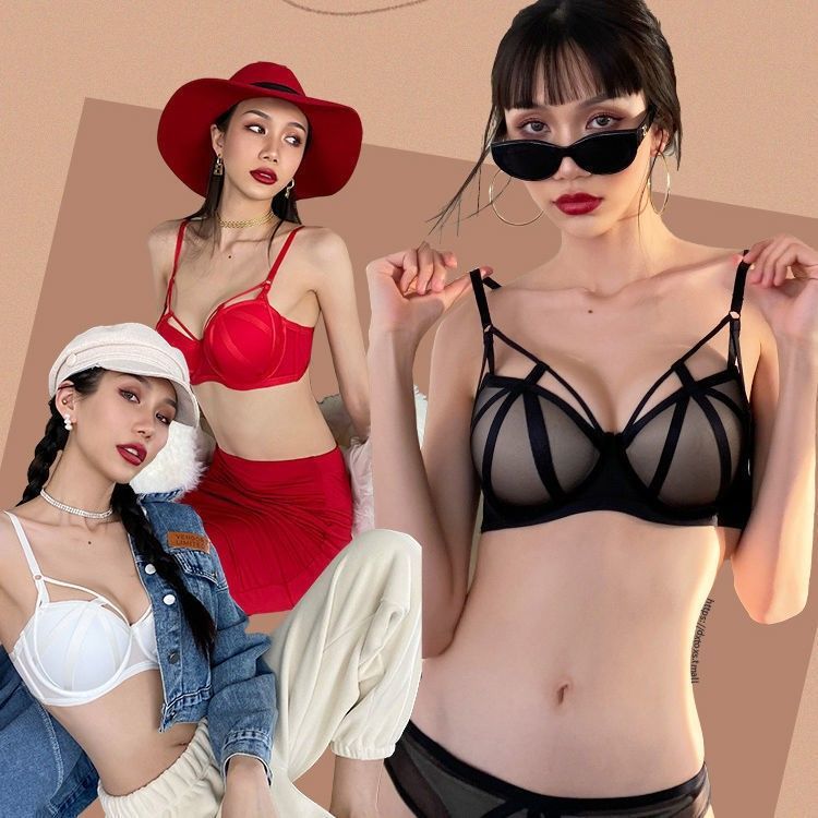 Underwear women's small breasts gathered breasts to prevent sagging thick bra set showing breasts large adjustable push-up sexy bra