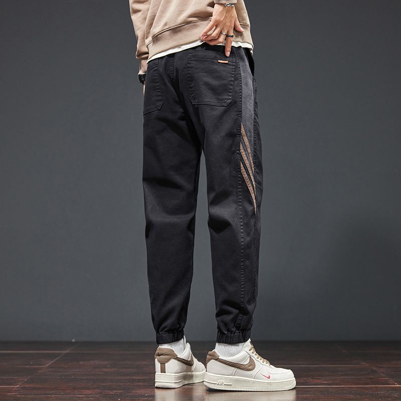 Pants men's autumn and winter style leggings sweatpants loose sports pants stretch 9 points men's velvet autumn casual pants trousers