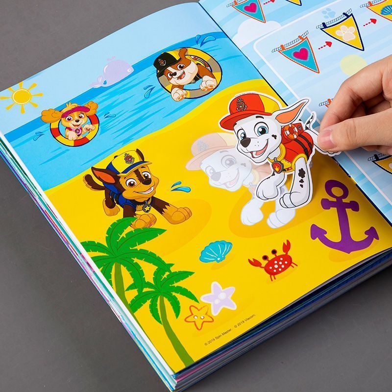 汪汪队贴纸书2到3到6岁儿童专注力益智卡通粘贴贴画书宝宝玩具
