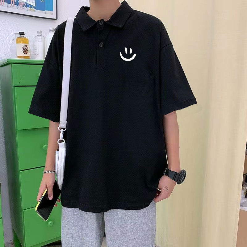 宿跡短袖t恤男寬鬆高級polo衫夏季通勤潮牌日系純棉青少年體恤ins