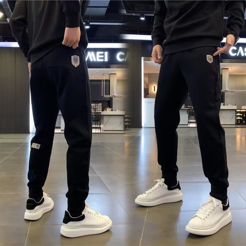 Spring and summer  new stretch casual pants men's sports pants large size slim fashion versatile long pants with leggings