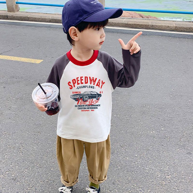 Boys t-shirt long-sleeved cotton spring and autumn thin children's bottoming shirt children's autumn tops baby autumn clothes T-shirt tide