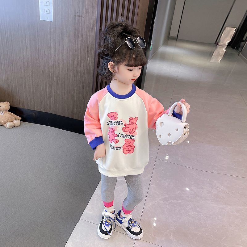 Girls spring and autumn suits 2023 new baby spring clothes children's long-sleeved children's foreign style clothes autumn two-piece trendy