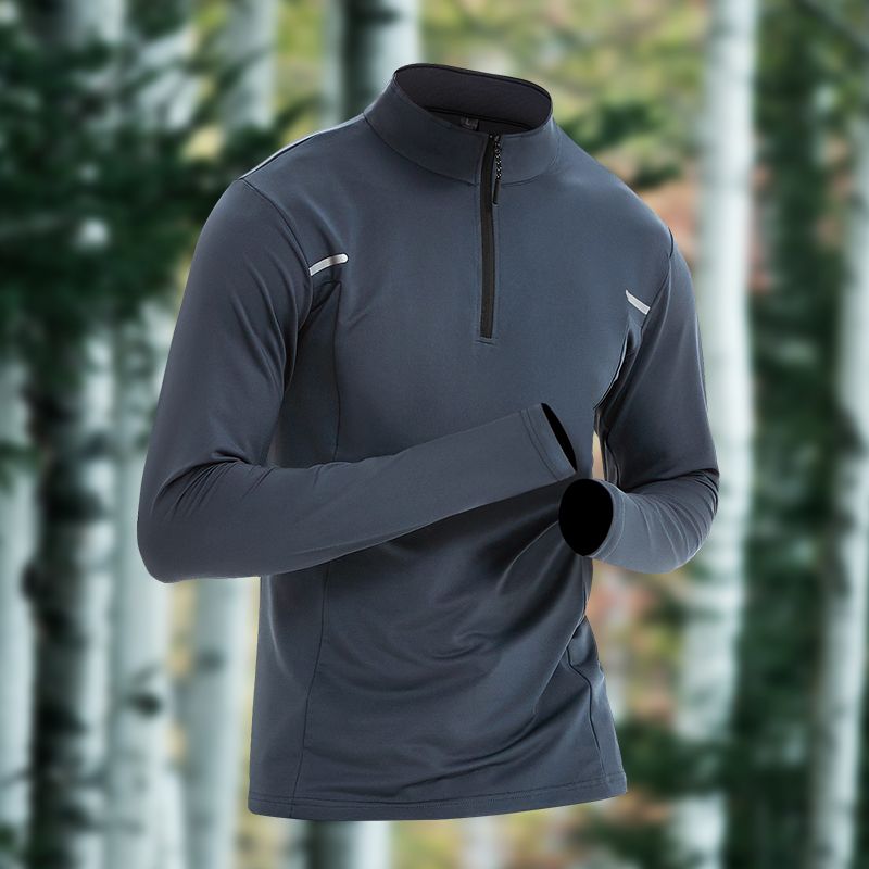 跑步t恤男体育半拉链运动训练速干衣田径健身衣服长袖上衣冬季