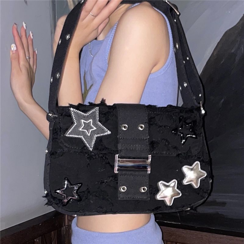 Gothic y2k schoudertas voor dames, star design crossbody tas_voghion.com