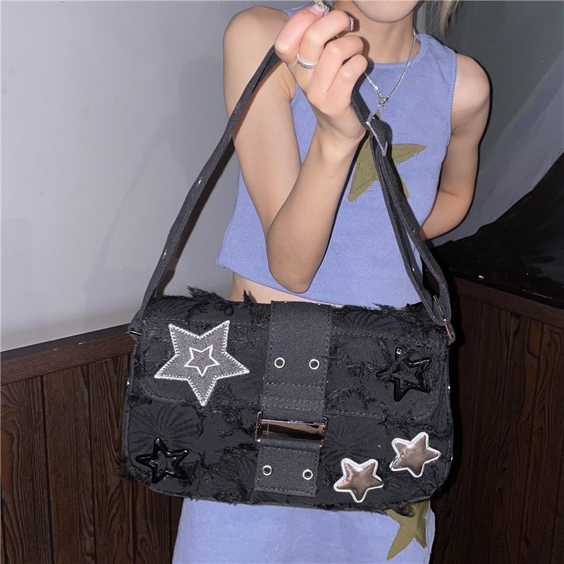 Gothic y2k schoudertas voor dames, star design crossbody tas_voghion.com
