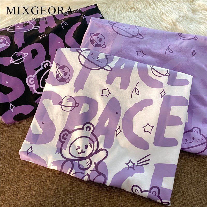 MIXGEORA國潮時尚夏季全棉短袖t恤情侶款寬鬆百搭設計感半袖上衣