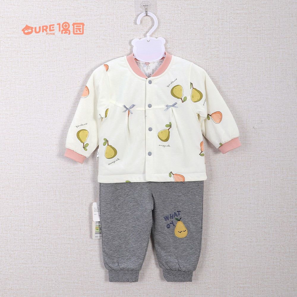 Ouyuan male and female treasure cotton flat waist suit winter one-year-old baby autumn style infant cotton two-piece outerwear