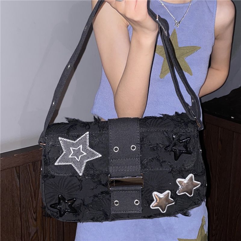 Gothic y2k schoudertas voor dames, star design crossbody tas_voghion.com