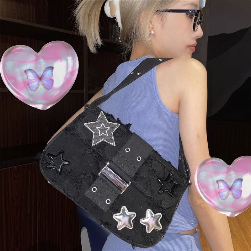 Gothic y2k schoudertas voor dames, star design crossbody tas_voghion.com