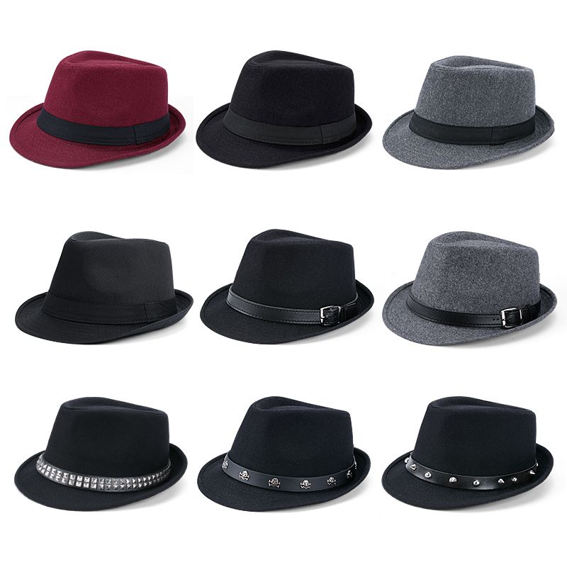 Spring, autumn and winter British top hat men and women large size wool woolen hat gentleman jazz hat black retro groom hat
