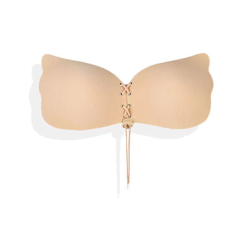 Breast stickers non-slip push-up chest stickers breathable invisible bra wedding dress feather front buckle drawstring big breasts ladies chest stickers bra