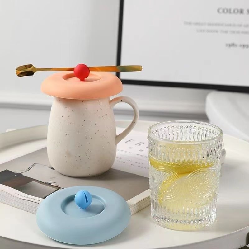 杯子配件万能茶杯盖马克杯玻璃陶瓷杯盖防漏勺架通用硅胶杯盖家用