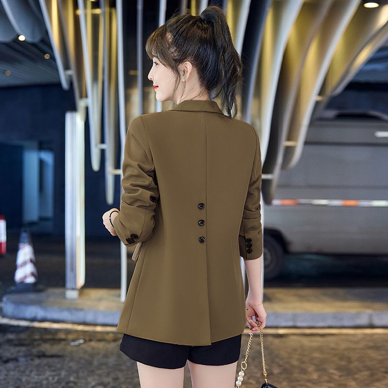 Black suit jacket women's spring and autumn high-end sense fried street  new design casual small suit jacket