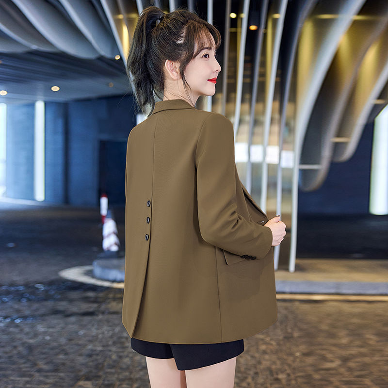 Black suit jacket women's spring and autumn high-end sense fried street  new design casual small suit jacket