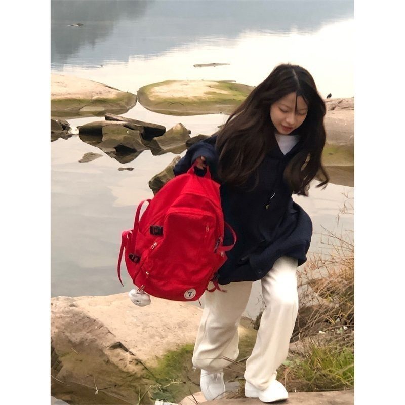 日系学院风双肩包女韩版ins简约百搭大容量高中学生书包电脑背包