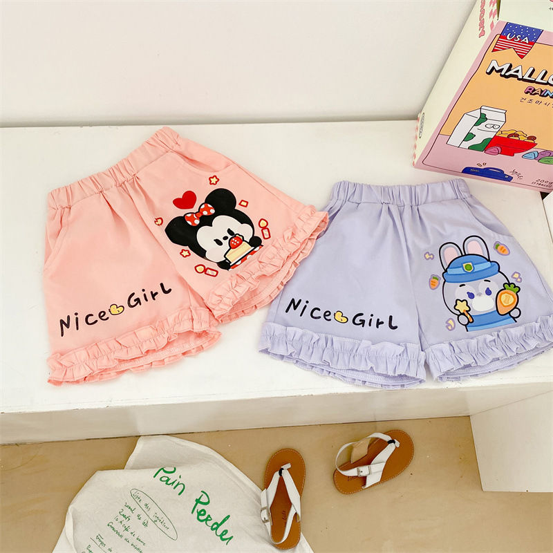 Cotton children boys and girls 2023 summer new Korean version of the cartoon heavy industry quick-drying breathable beach shorts