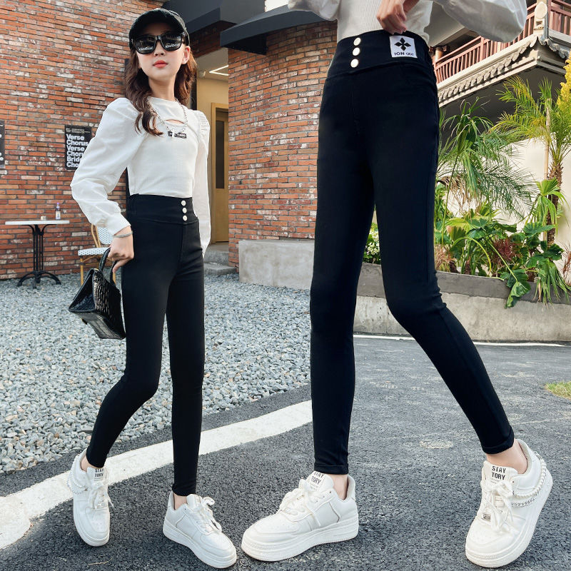 女童牛仔褲春秋款2023新款女孩韓版修身兒童長褲彈力小腳褲鉛筆褲