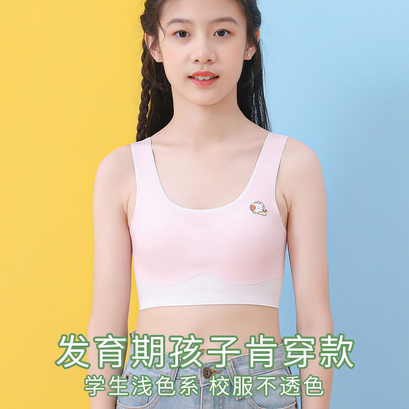 Puberty development period seamless girl underwear junior high school high school student bra big boy student small vest with small anti-convex points