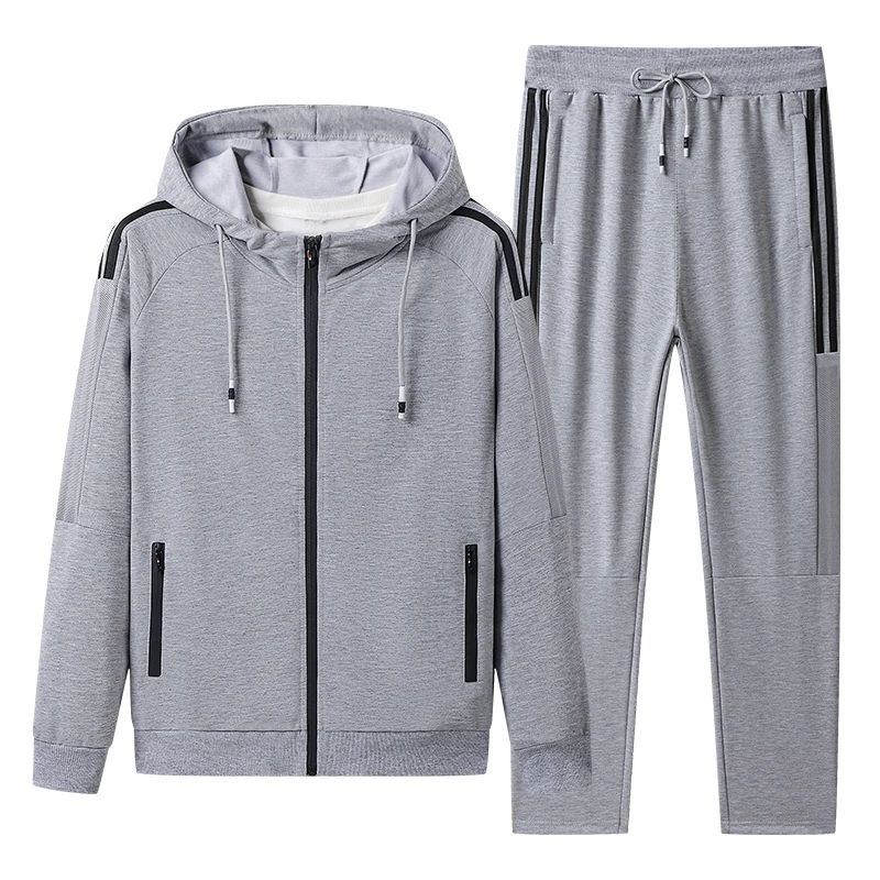 A set of autumn and winter casual sportswear for men and women pure cotton plus fleece sweater suit  trend handsome plus size hoodie