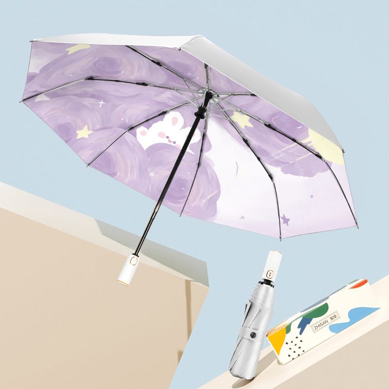 雨伞晴雨两用钛银防晒防紫外线遮阳伞折叠全自动女学生可爱高颜值