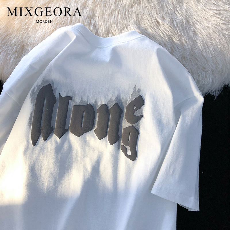 MIXGEORA歐美高街風純棉短袖男夏季寬鬆潮流帥氣T恤學生圓領上衣