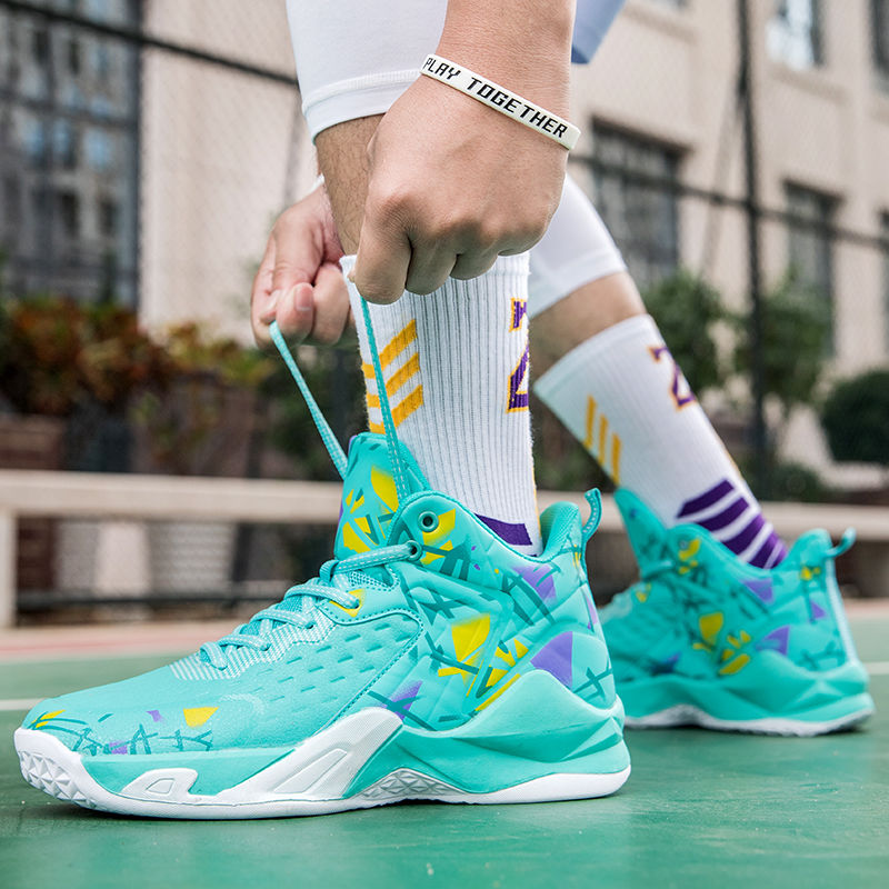 Tênis de basquete masculino de alta elasticidade e super alto ruído, botas de cano alto com tecnologia de placa de carbono, amortecimento profissional_voghion.com