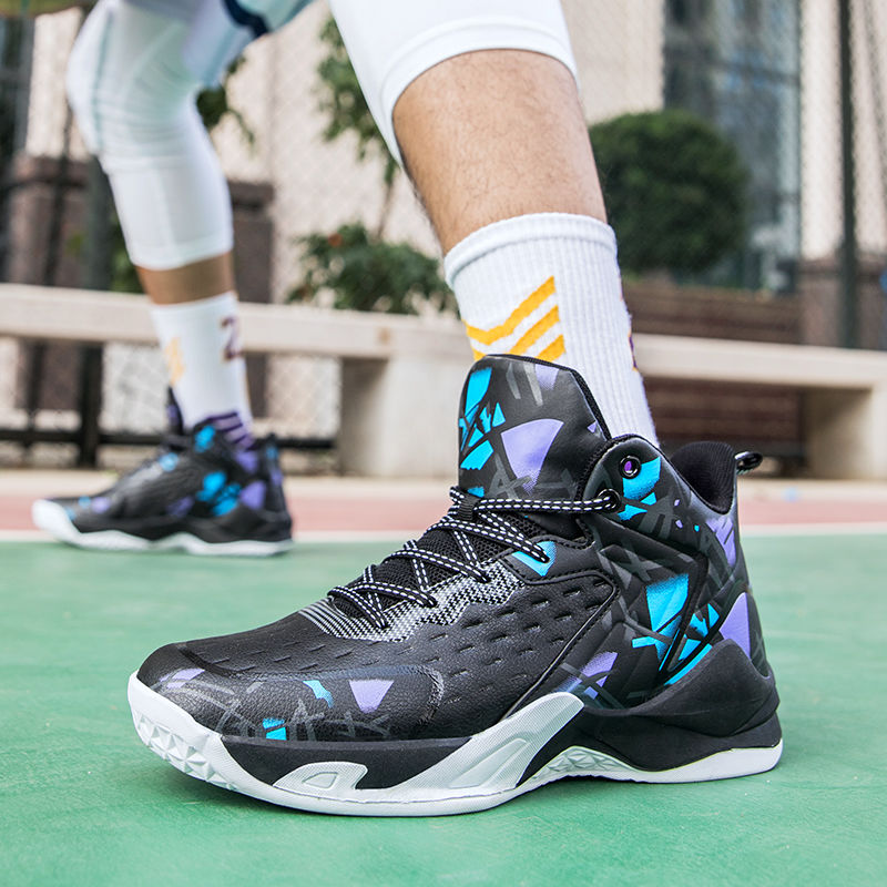 Tênis de basquete masculino de alta elasticidade e super alto ruído, botas de cano alto com tecnologia de placa de carbono, amortecimento profissional_voghion.com