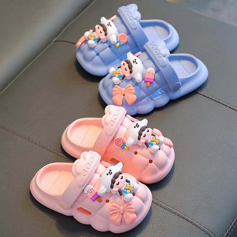 Summer children's sandals and slippers boys and girls non-slip breathable Baotou hole shoes baby indoor girl princess sandals