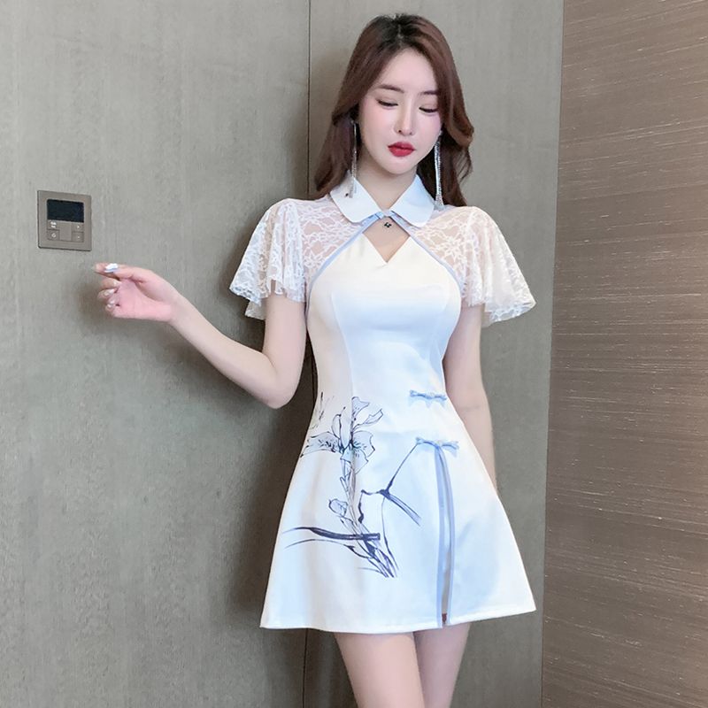 新款旗袍兩件套裝女夜總會性感連衣裙子修身夜場上班衣服工作服