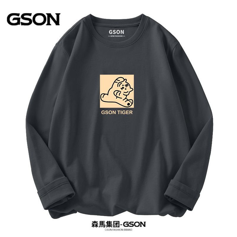 品牌GSON純棉長袖t恤男情侶款寬鬆虎年上衣時尚潮流內搭