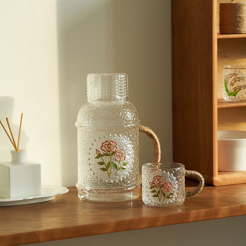 冷水壶玻璃耐高温大容量凉水杯家用凉白开果汁壶装水复古高级感