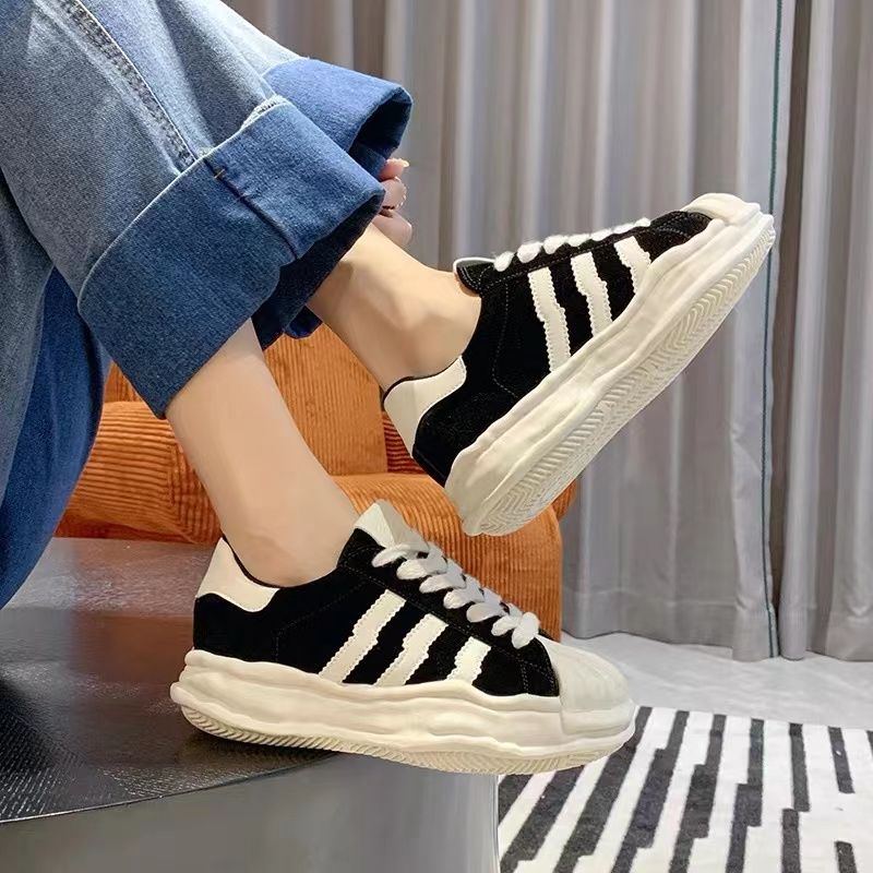 Daddy shoes women's Hong Kong style hot style  new shell head melting thick bottom niche all-match small white casual sneakers