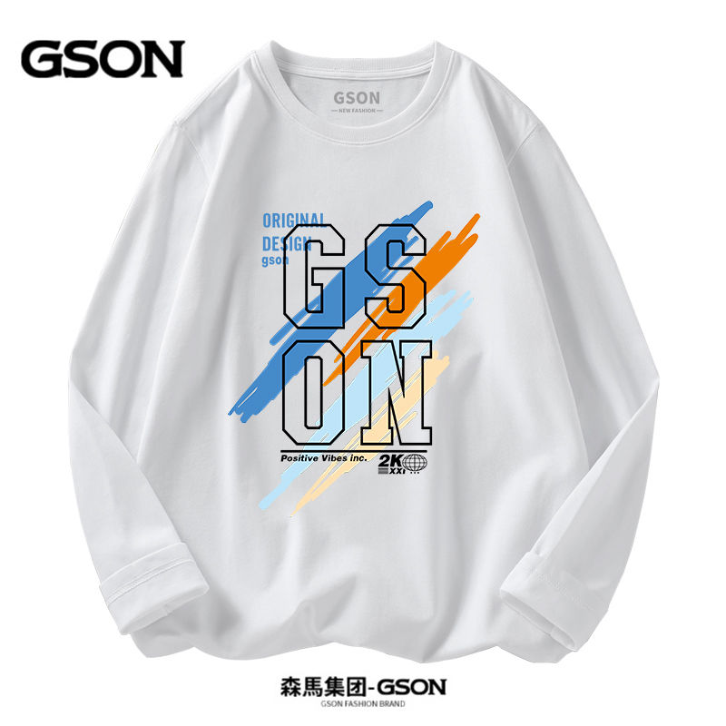 品牌GSON長袖男春秋新款純棉寬鬆上衣休閒百搭港風衣服潮