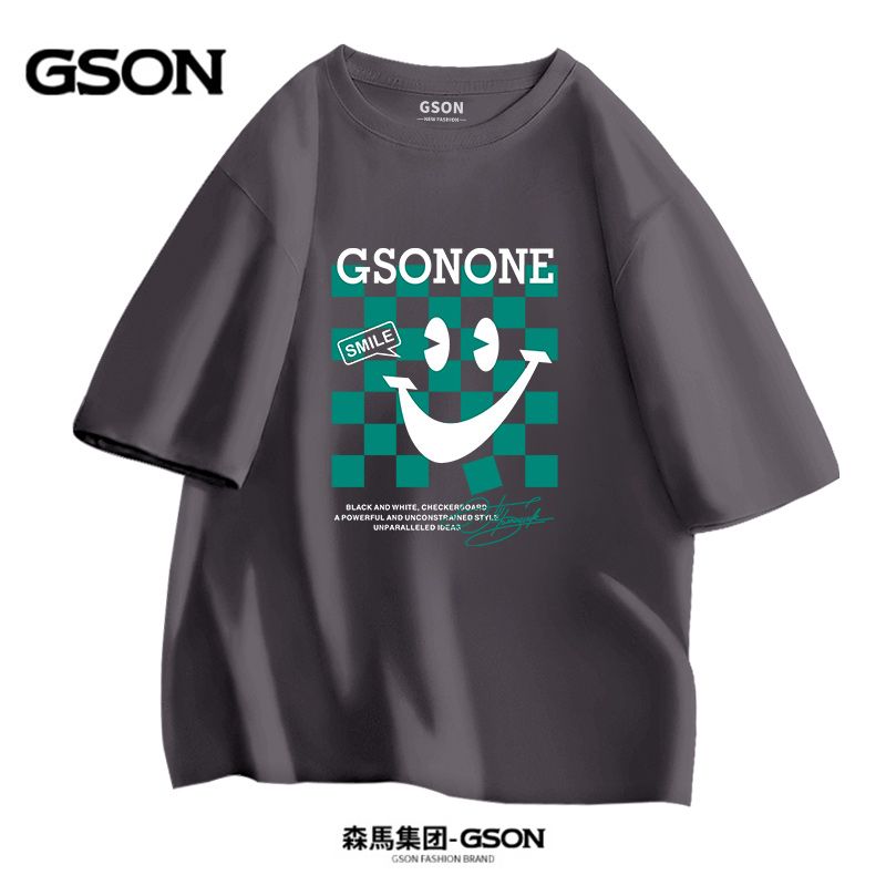 品牌GSON重磅纯棉短袖t恤男时尚宽松半截袖夏季情侣体恤