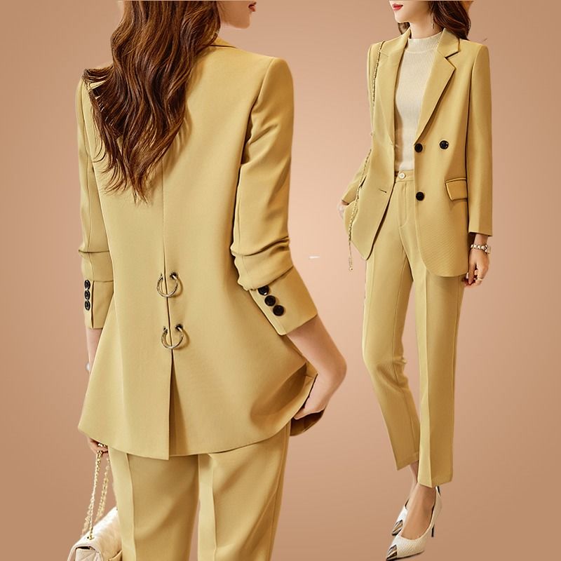 職業西裝套裝女2023春秋時尚韓版輕熟風氣質女神休閒小西服兩件套