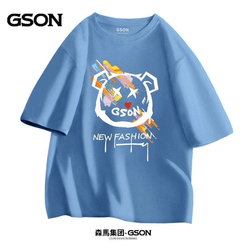 品牌GSON纯棉短袖男港风潮inst恤休闲百搭情侣款半袖衣服