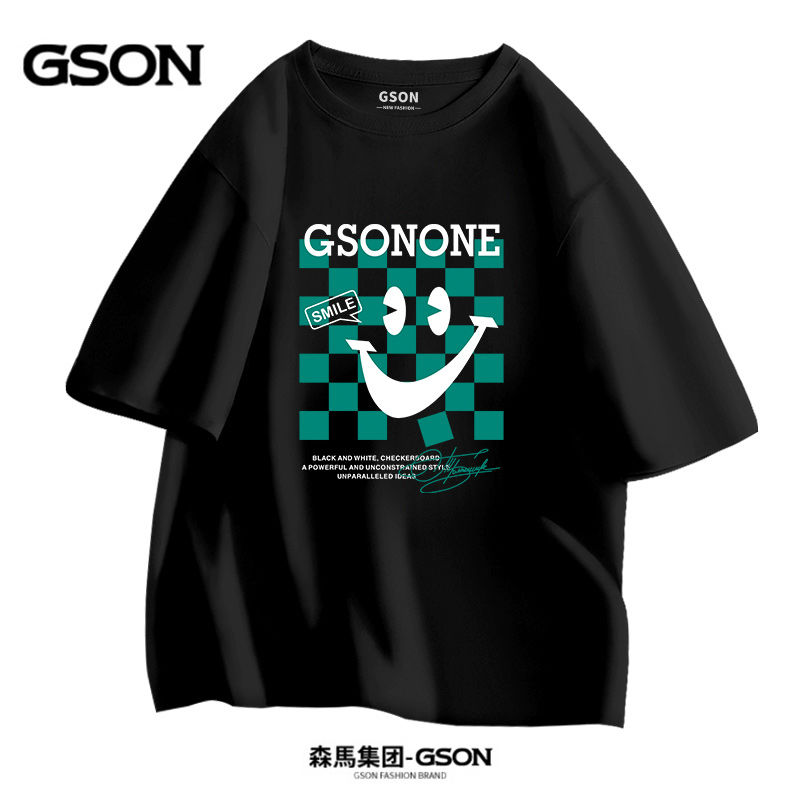 品牌GSON重磅純棉短袖t恤男時尚寬鬆半截袖夏季情侶體恤
