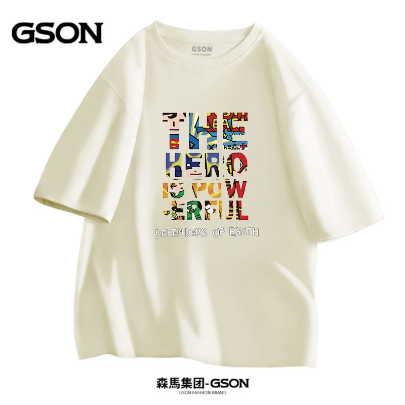 Brand GSON men's pure cotton short-sleeved T-shirt Korean style loose men's T-shirt handsome trendy ins clothes