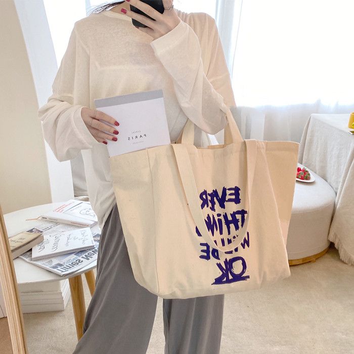 包包女新款单肩帆布包韩版百搭上学逛街外出大容量手提补习袋