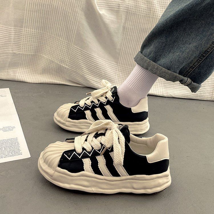 Daddy shoes women's Hong Kong style hot style  new shell head melting thick bottom niche all-match small white casual sneakers