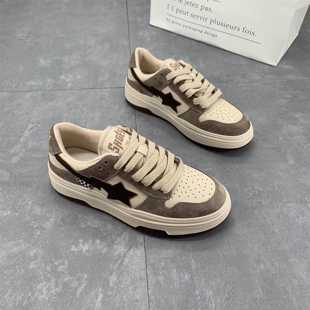 Star sneakers women's  spring and autumn new round head lace-up retro thick-soled sports shoes casual all-match single shoes