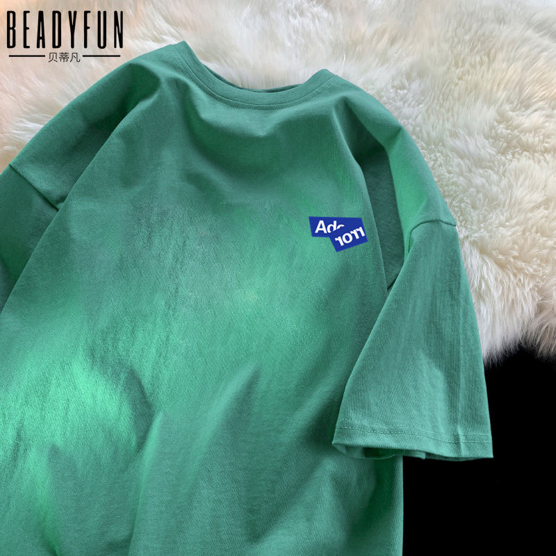 贝蒂凡 短袖T恤男女纯棉美式复古高街夏季宽松半袖小众设计感上衣
