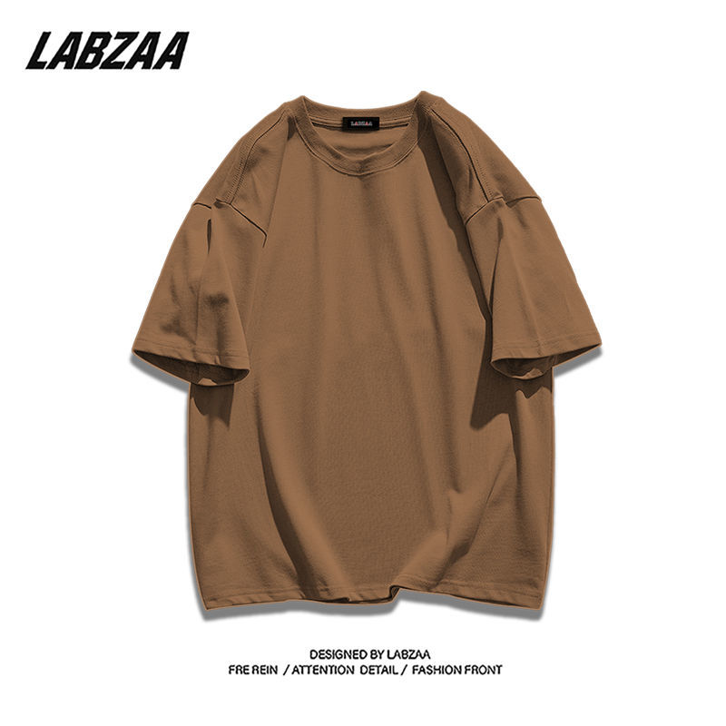 LABZAA heavy cotton summer new short-sleeved T-shirt women's solid color ins country tide brand niche couple round neck top